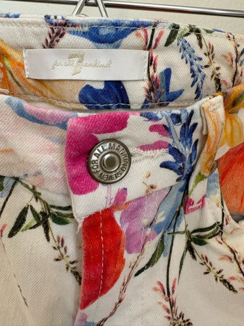 7 For All Mankind Seaside Poppy Floral Print Ankle Skinny Jeans Sz:25 - Picture 3 of 10